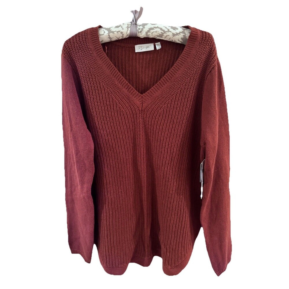 RD Style Women’s Brick Red Sweater XL V-neck‎ Stitchfix Long Sleeve NWT